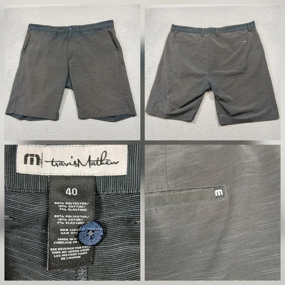 TravisMathew Golf Shorts‎ Men's 40 Gray Stretch Performance Flat Front